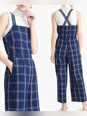 J.Crew Women’s 100% cotton windowpane jumpsuit